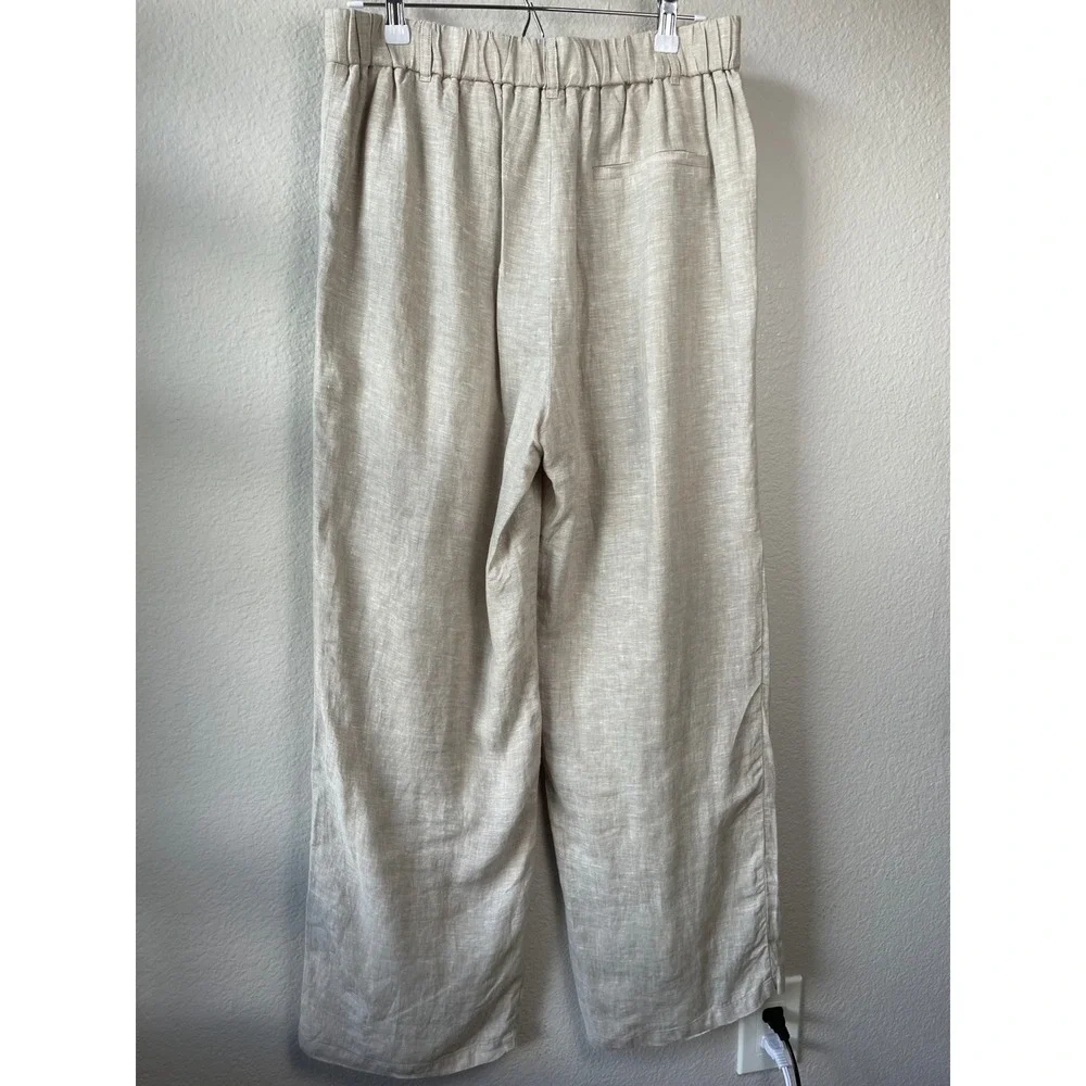 Quince 100% European Linen Pleated Trouser Capsule Flax Beige Pants NWT Size 10